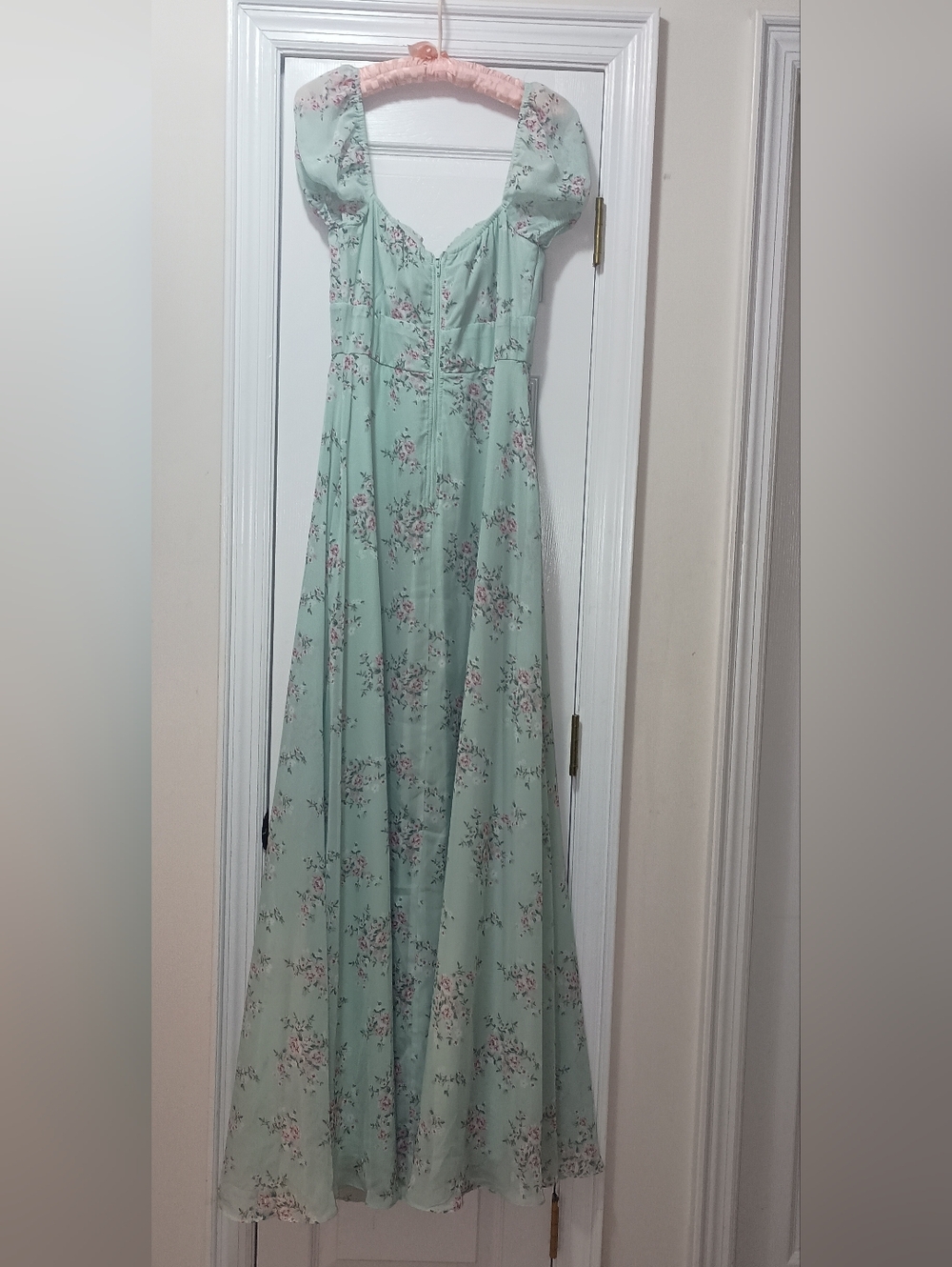 Windsor Maybelle Green Punk Floral Babydoll Maxi Dress Small - Picture 6 of 12